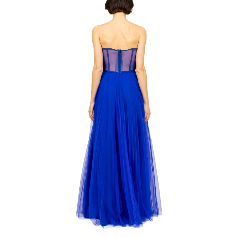 19:13 Dresscode Blauwe Tule Lange Jurk met Sweetheart Halslijn Blue Dames
