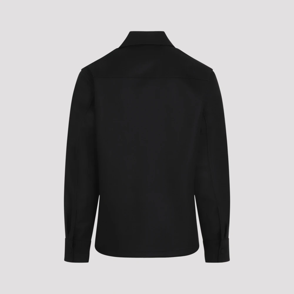 Jil Sander Zwarte Wollen Overhemd Aw24 Black Heren