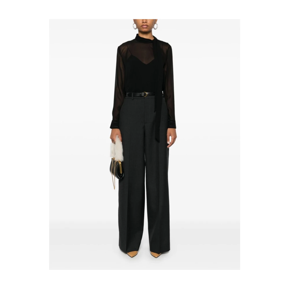 Gucci Grijze wollen broek met wijde pijpen Gray Dames