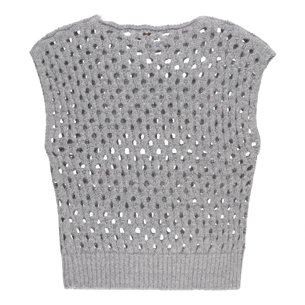 Kangra Cashmere Wol Gilet met Kantpatroon Gray Dames