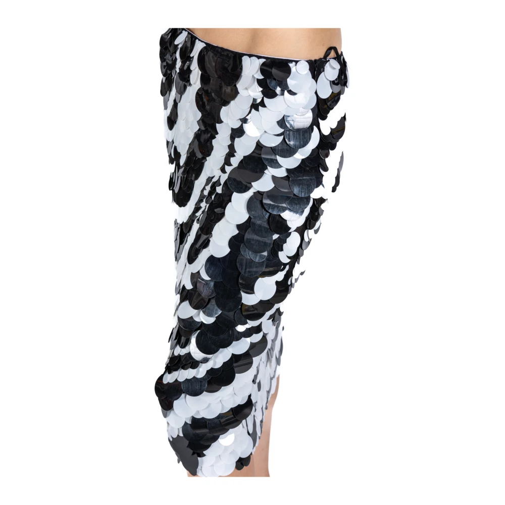 DES Phemmes Paillet Midi Rok in Zwart en Wit Black Dames