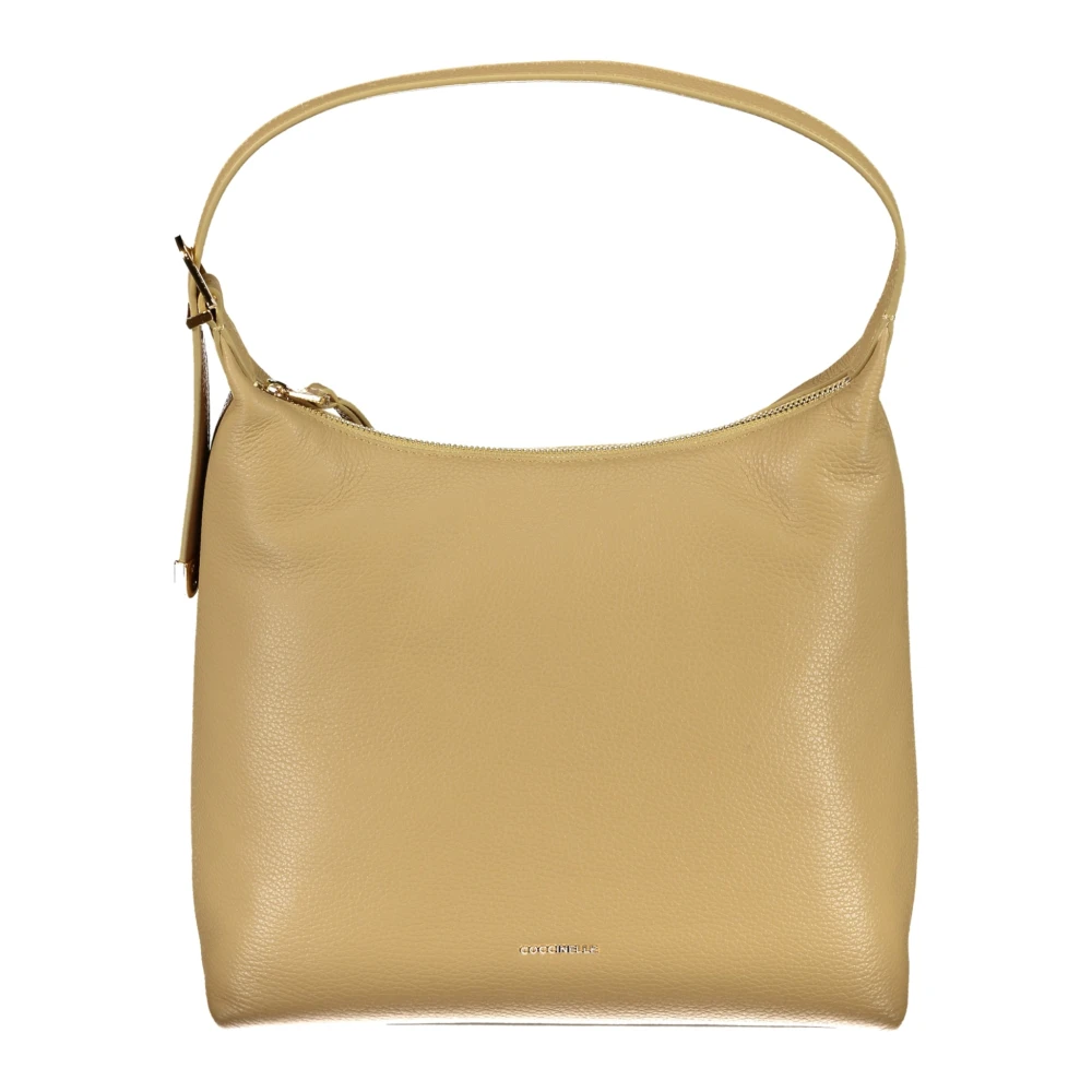 Coccinelle Beige Leren Schoudertas met Binnenvakken Beige Dames