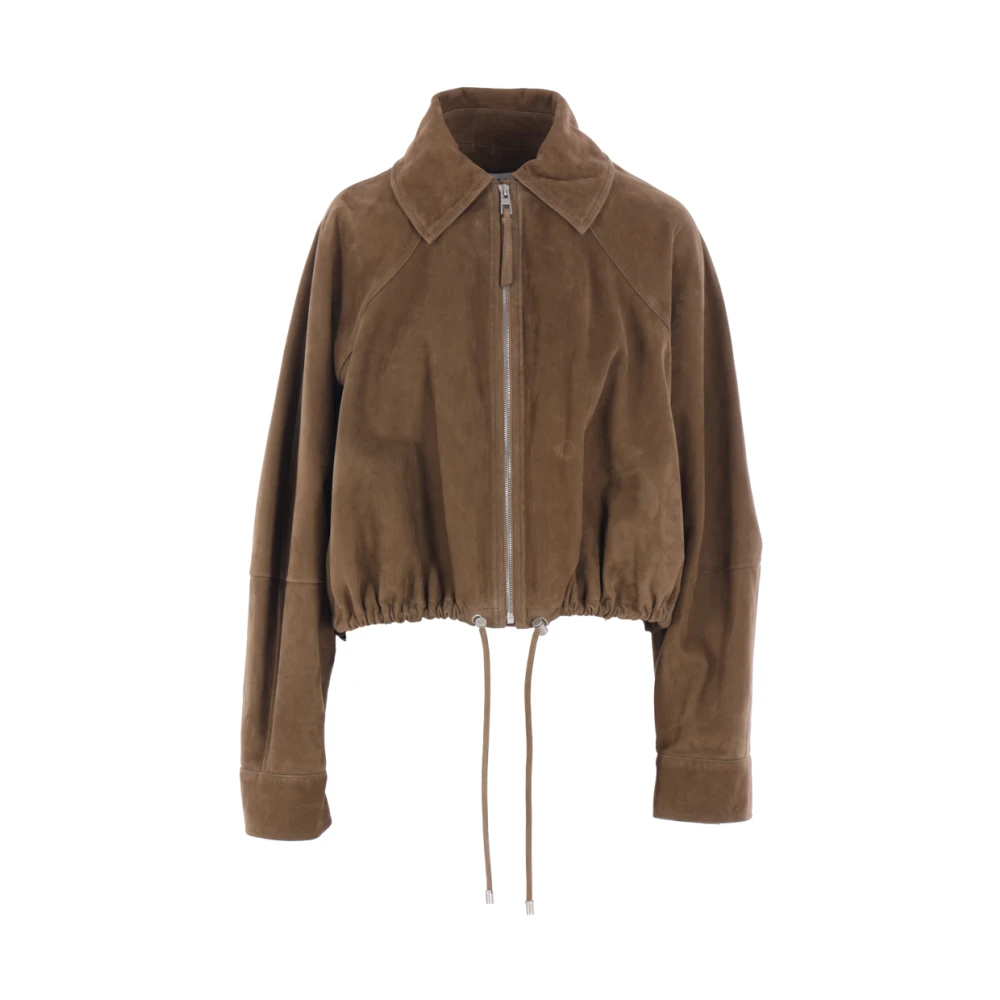 Loewe Groene Suede Bomberjack met Anagram Patch Green Dames