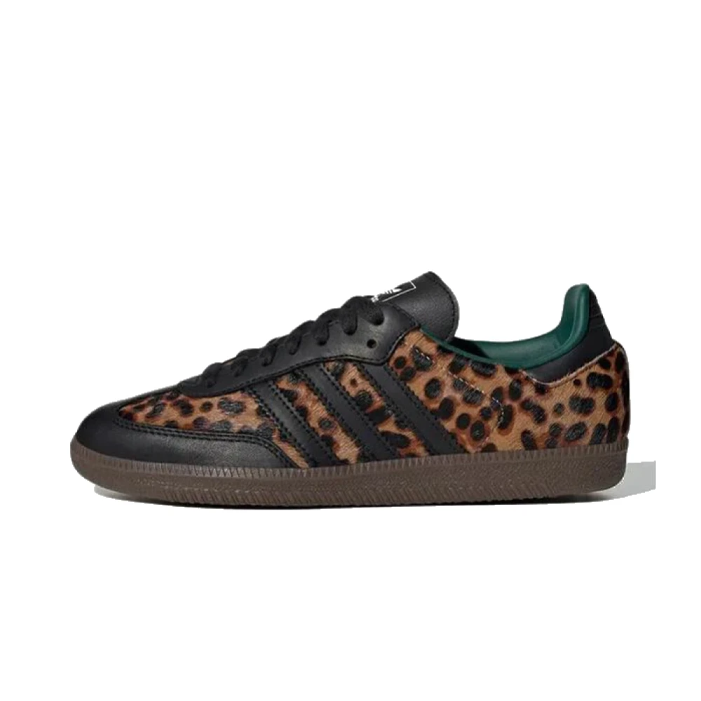 Adidas, Fitness , Heren, Bruin, 38 2/3 EU, Leer, Samba OG Zwart Groen Luipaard Sneakers