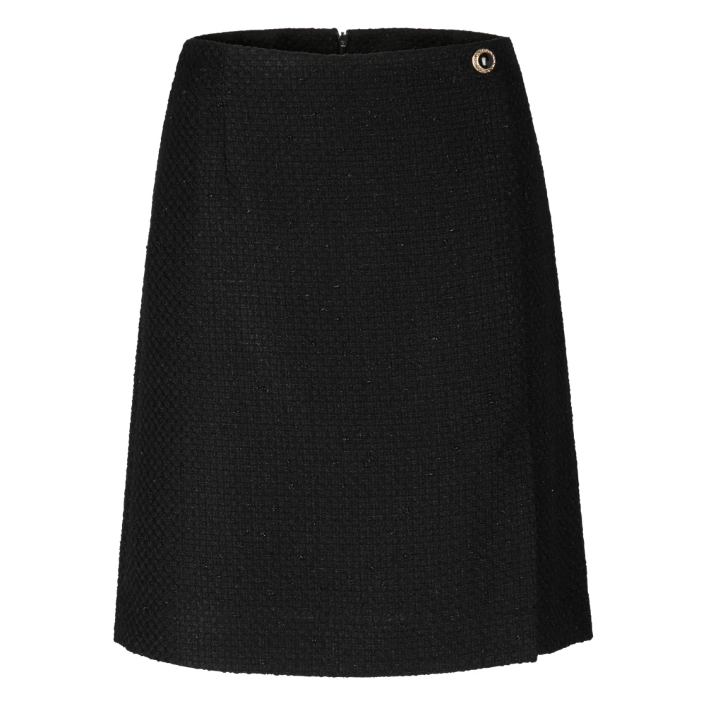 Marc Cain Zwarte hoog getailleerde tweed rok met lurex draad Black Dames