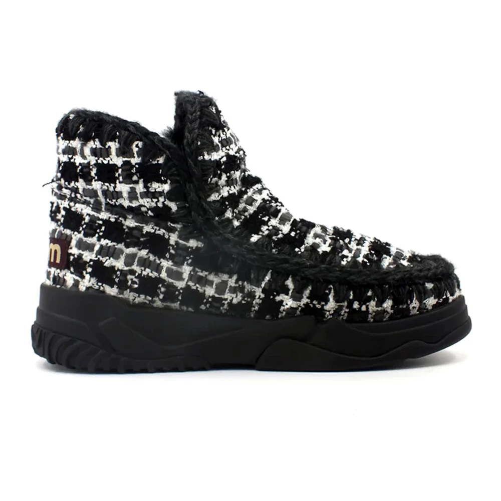 Mou Women's Black Winter Boots, 3 Uk, Eskimo Trainer With Tweed
