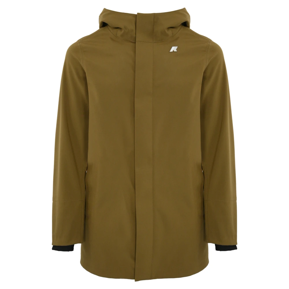 K-way Lange Hoodie Jas Bruin Fleece Gevoerd Brown Heren