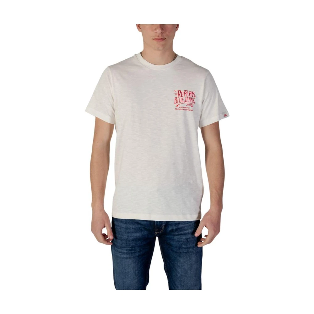 Replay Men's Beige Classic Crew Neck Tee