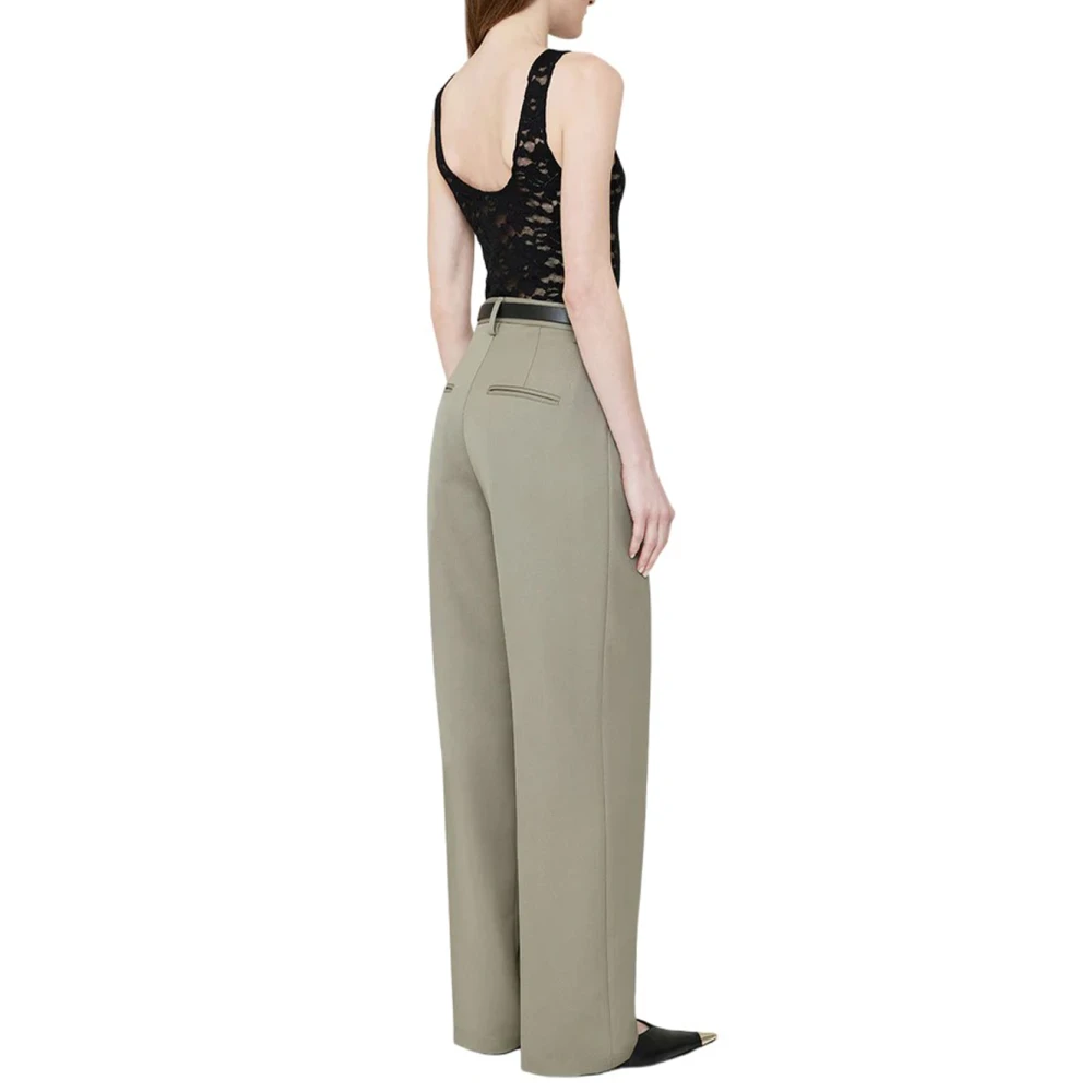Anine Bing Uitlopende wollen pantalon Green Dames