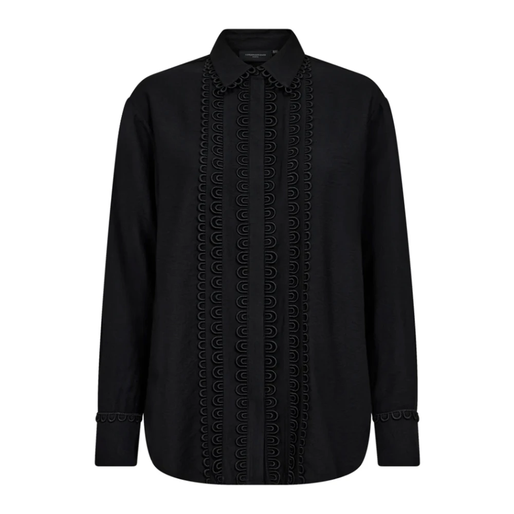 Copenhagen Muse Elegante Zwarte Kant Shirt Black Dames