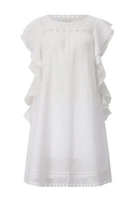 Ruffled Broderie Midi Dress