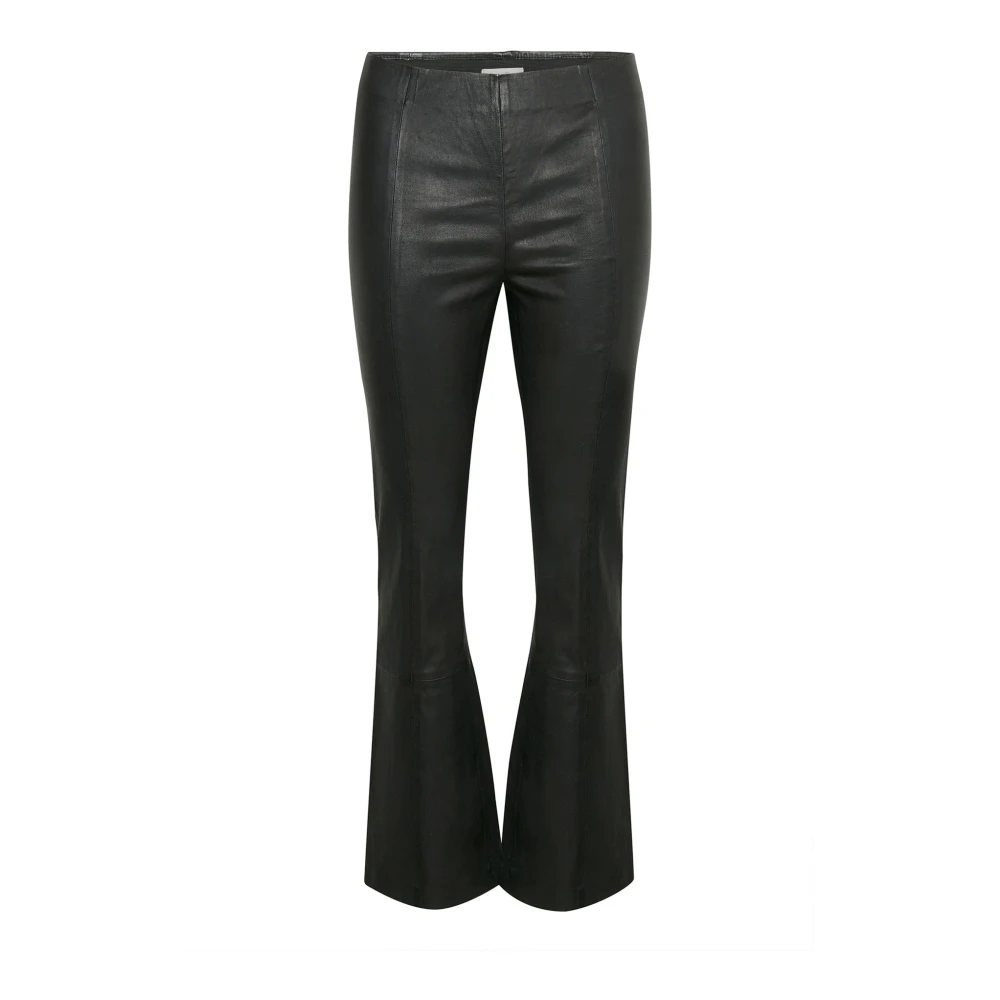 Part Two Black Wide Trousers, Female, 2XL, Stretch Bootcut Leather Trousers