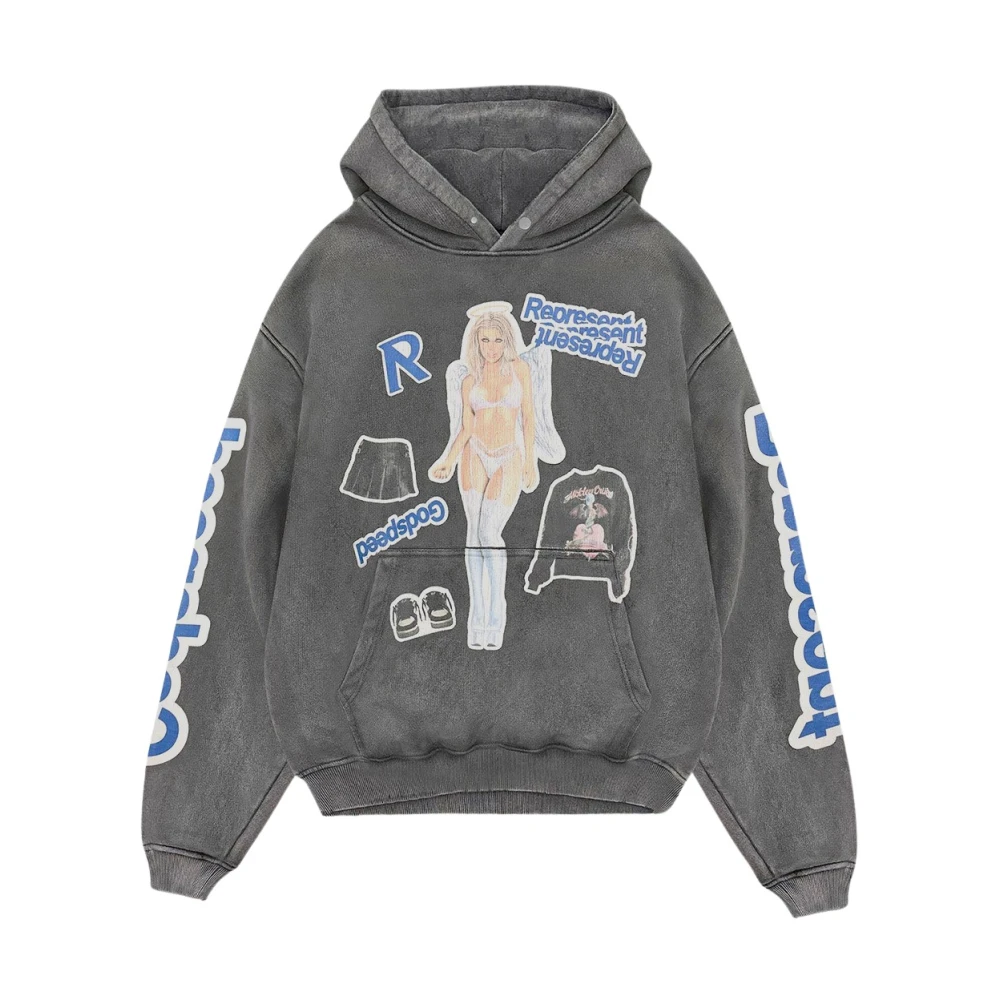 Represent Katoenen Hoodie met Print Gray Heren