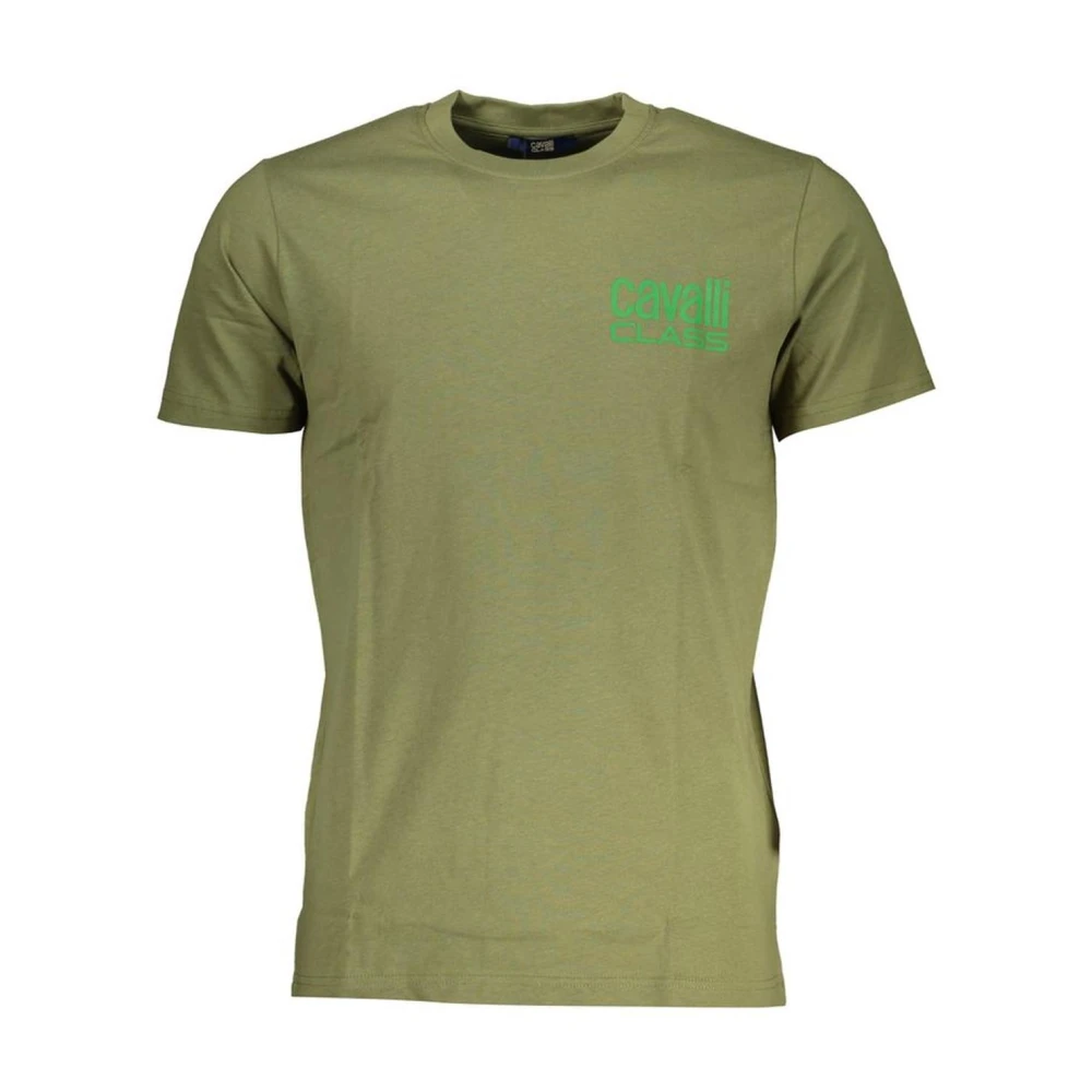 Cavalli Class Groene Crew Neck Tee met Logo Green Heren