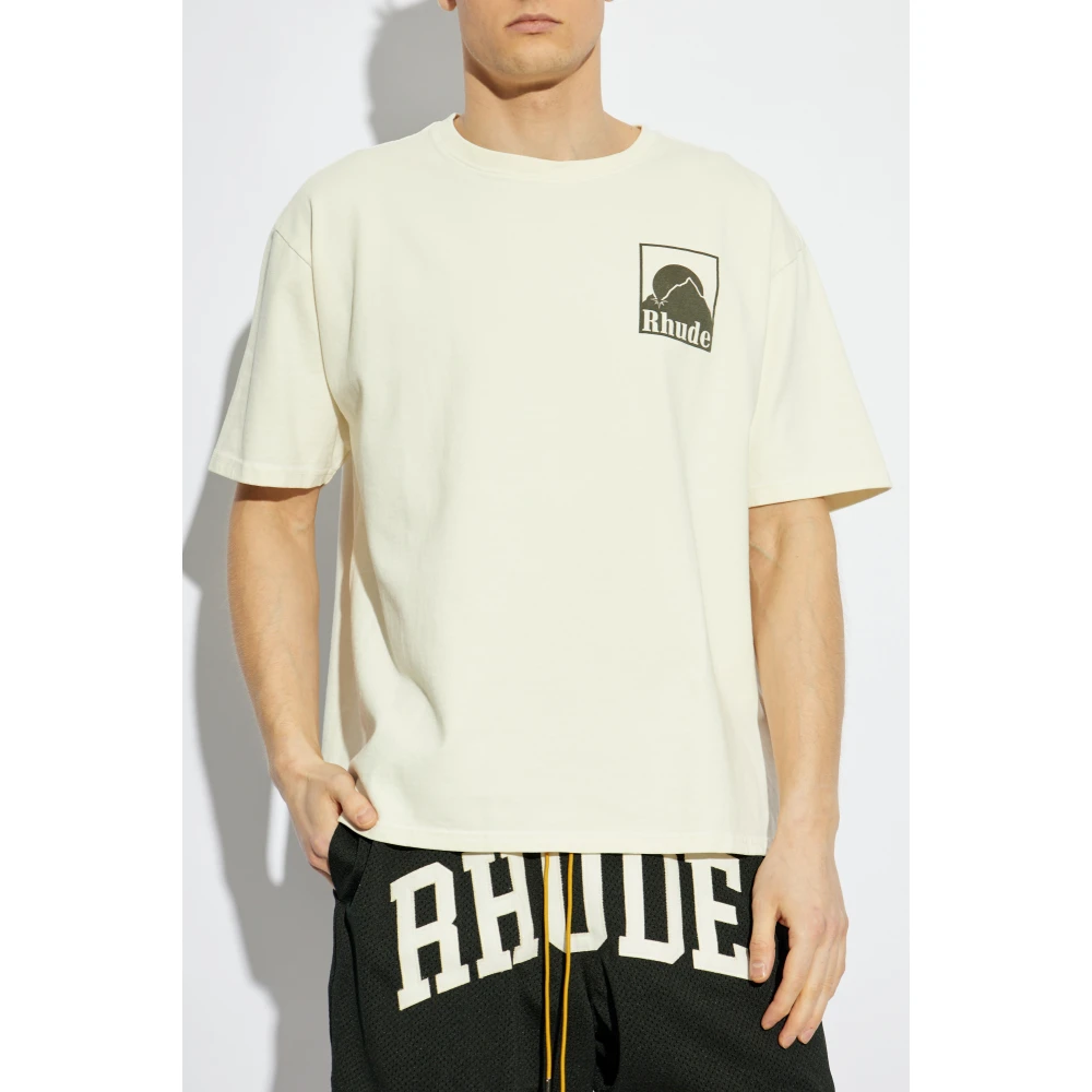Rhude T-shirt met Logo Beige Heren
