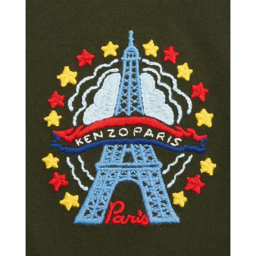 Kenzo Eiffeltoren Geborduurd T-shirt Green Heren