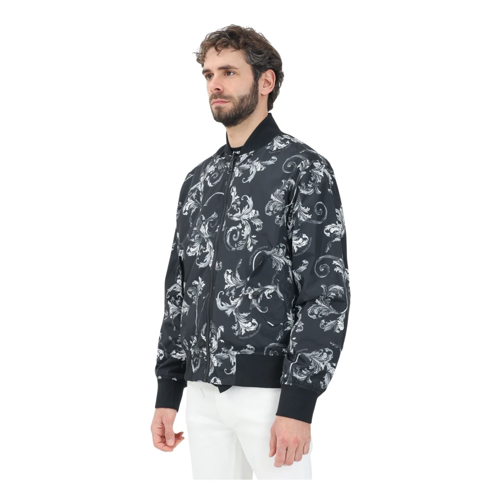 Versace Jeans Couture Zwarte Omkeerbare Bomber met Barocco Print Black Heren