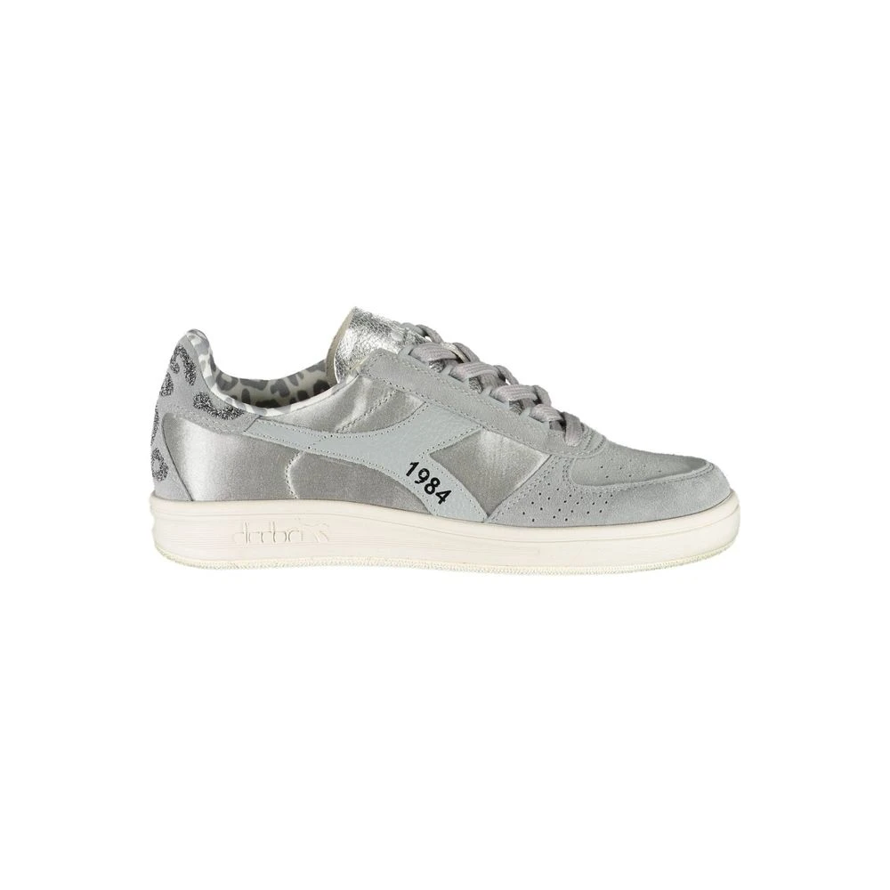 Diadora Women's Gray Leather Sneaker With Swarovski
