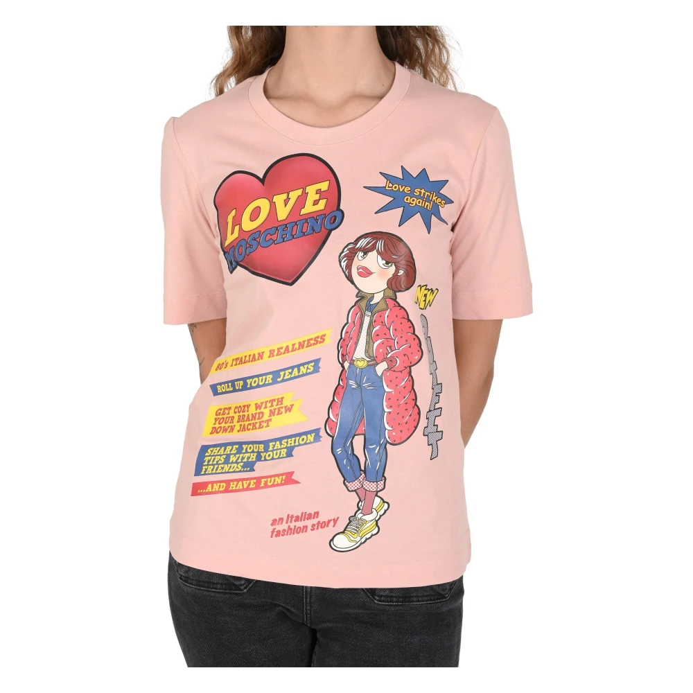 Love Moschino Powder Pink 3D T-Shirt Pink Dames
