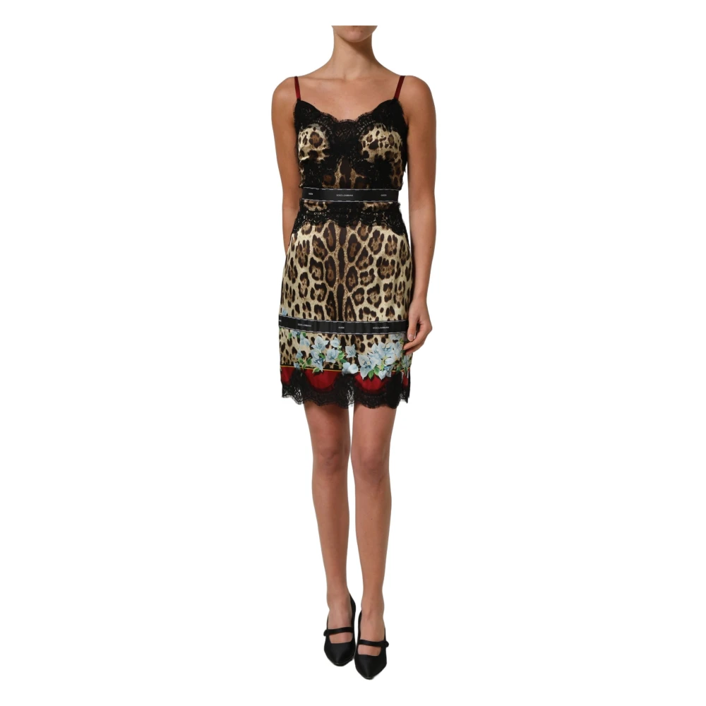 Dolce & Gabbana Women's Multicolor Floral-Print Lace-Trimmed Silk-Blend Mini Dress - Short Dresses - Xs - Dresses