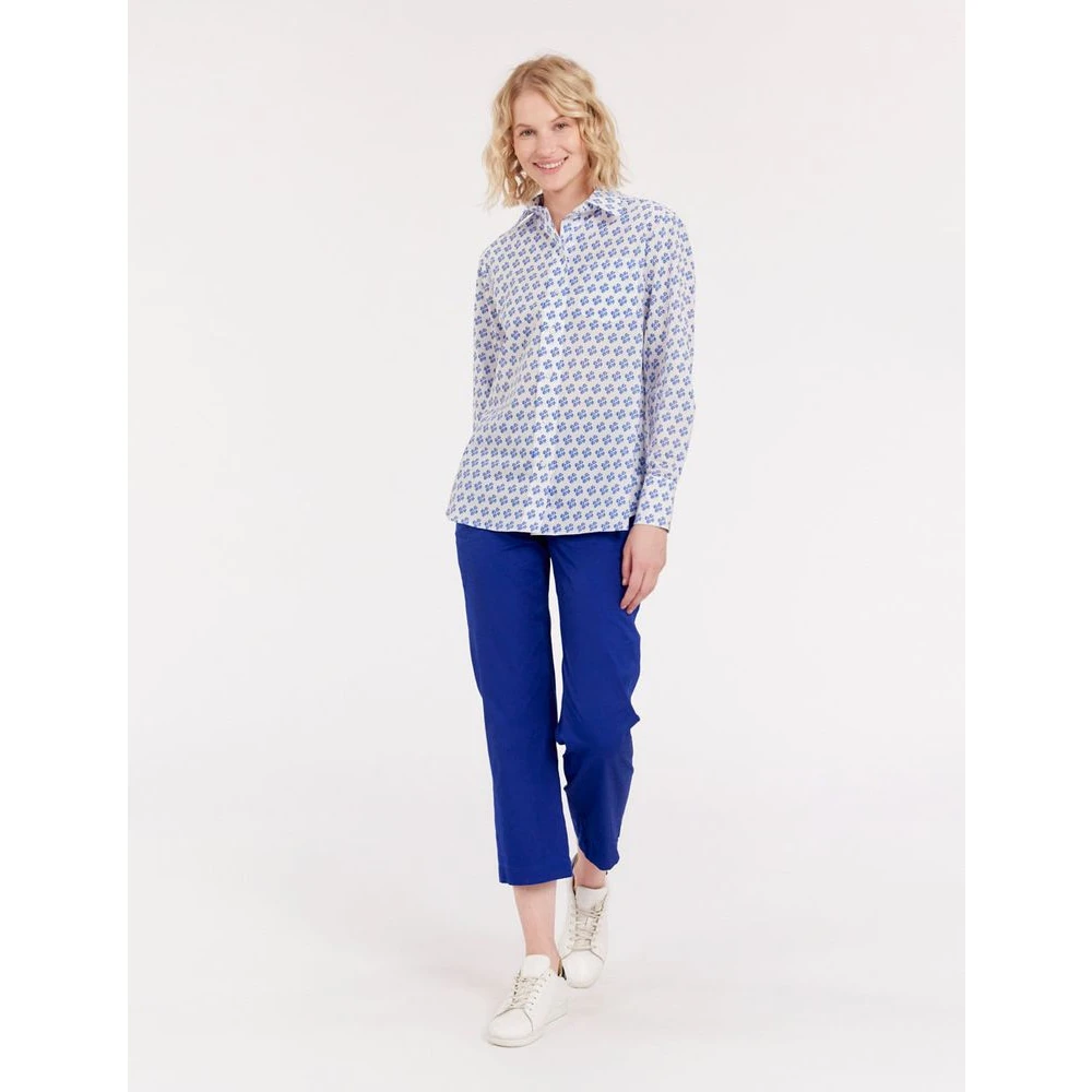 Ines De La Fressange Paris Zomerprint Batiste Shirt Blue Dames