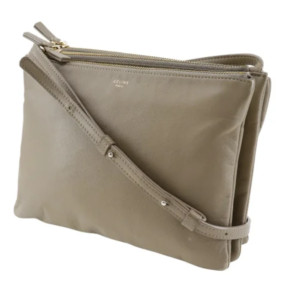 Celine Vintage Pre-owned Leather celine-bags Gray Dames