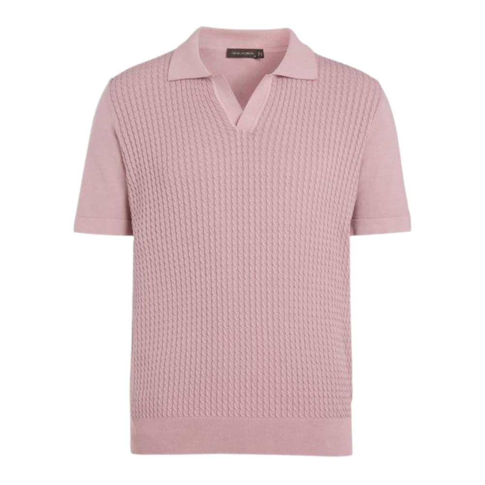 Oscar Jacobson Men's Pink Alf Bomuld Polo Skjorte
