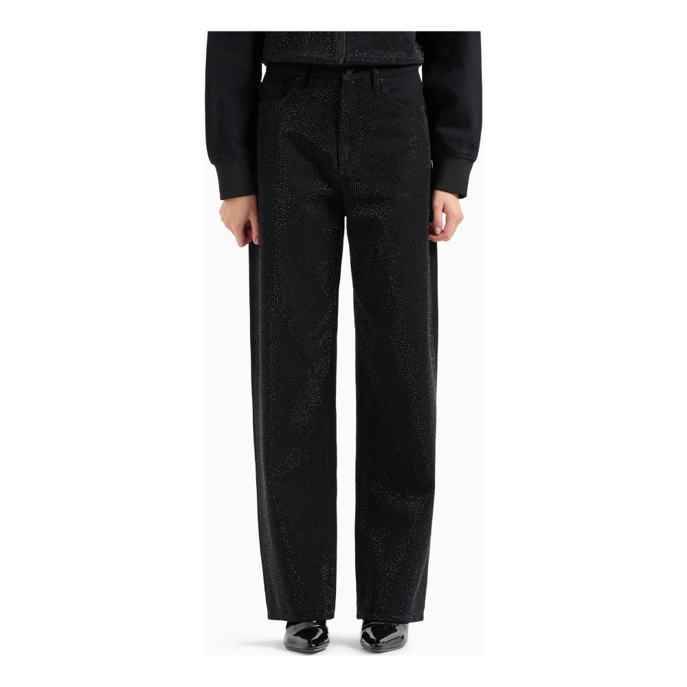 Armani Exchange Relaxed Fit Denim Jeans Indigo Stitching Black Dames
