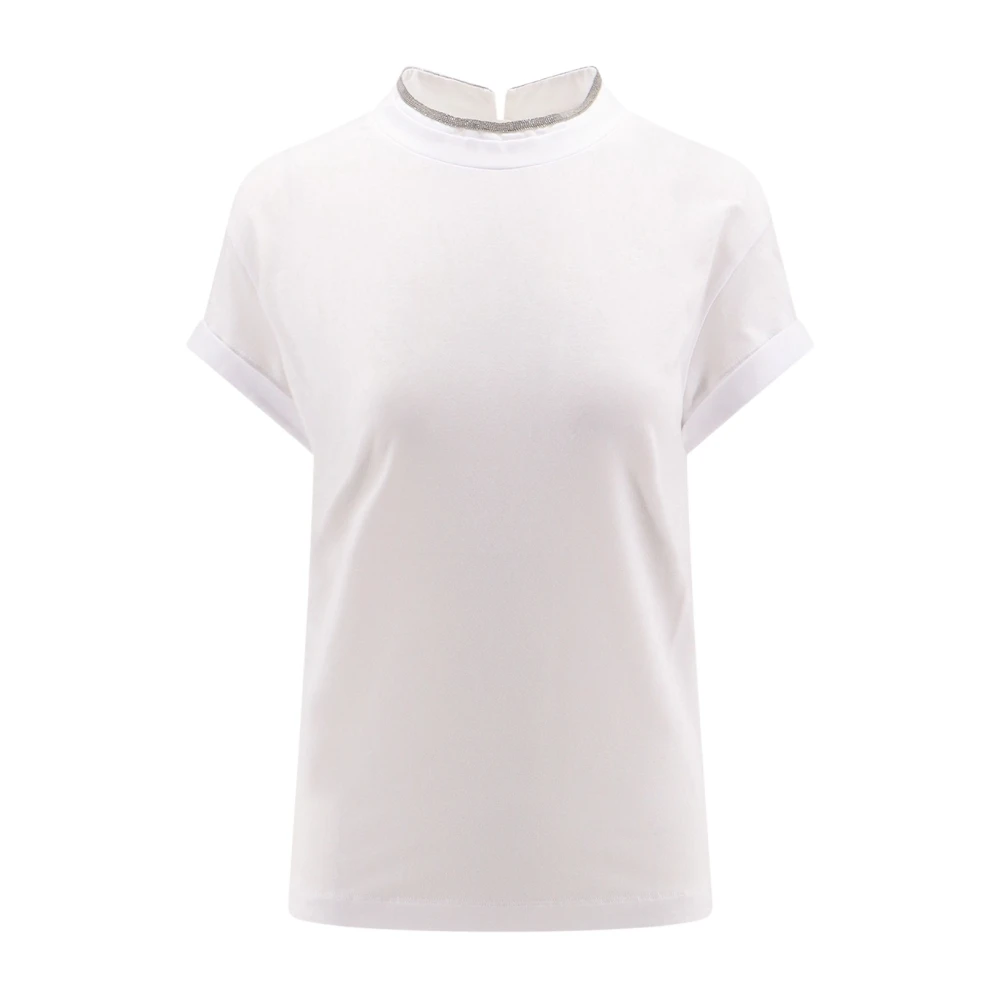 BRUNELLO CUCINELLI Witte Crew-neck T-shirt Korte Mouw White Dames