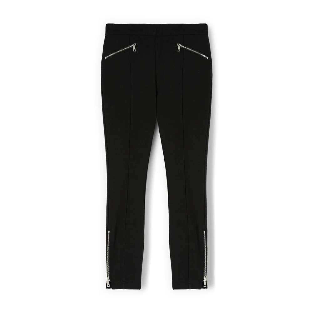 Motivi Vrouw Zwart Broeken Dames, M, Leer, Slim-Fit Broek In Milano Rib