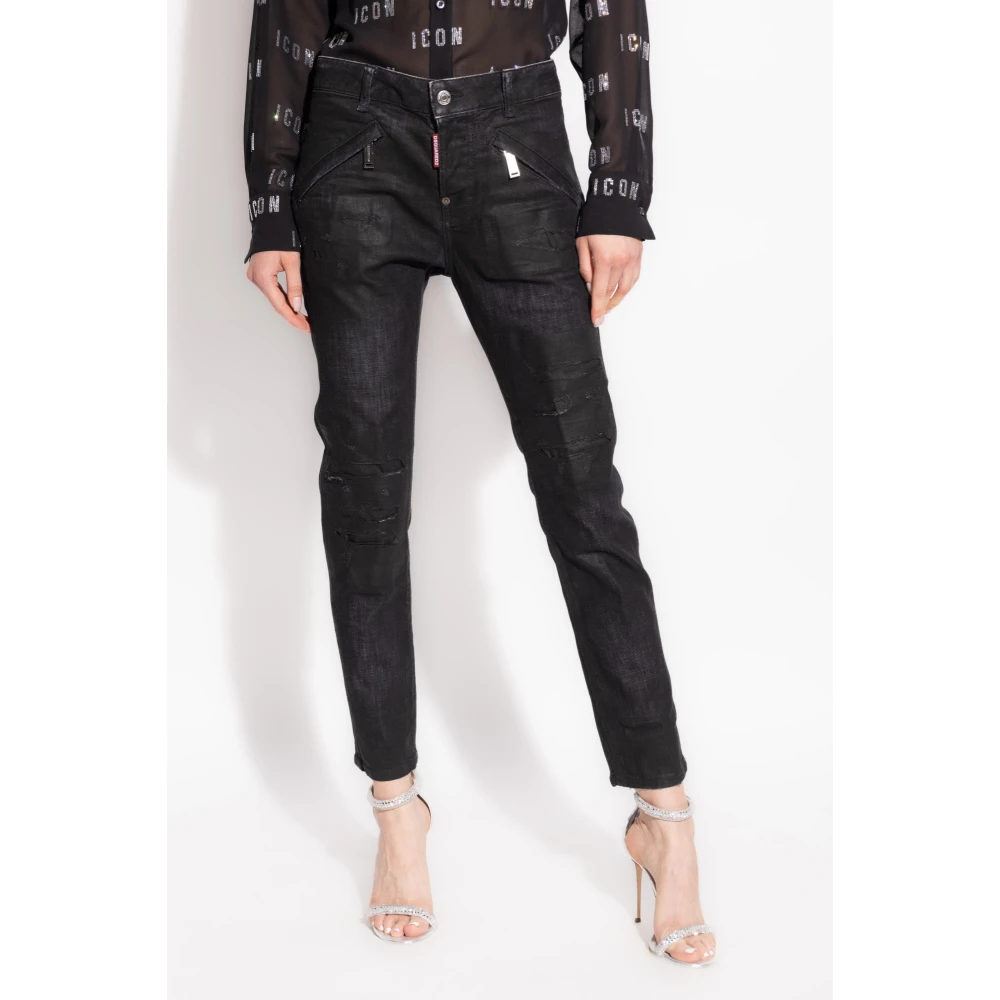 Dsquared2 Jeans met logo Black Dames