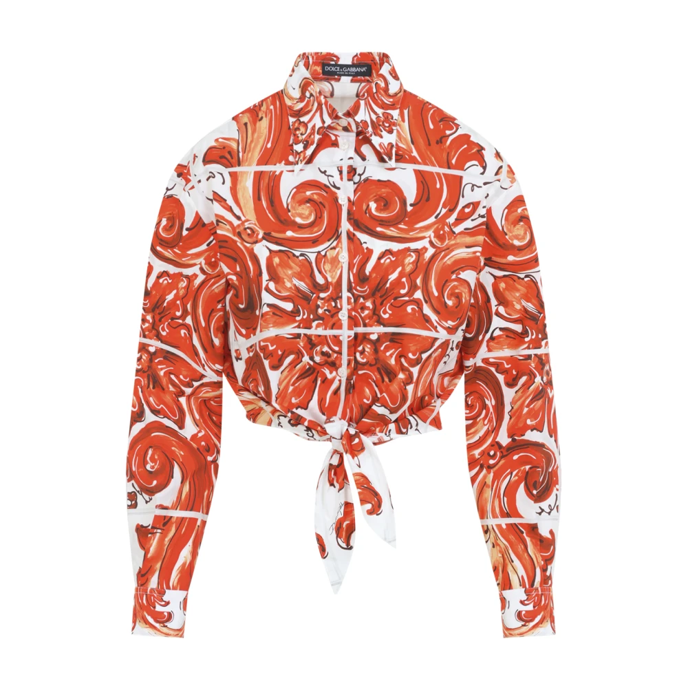 Dolce & Gabbana Multicolor Majolica Print Poplin Shirt - Female - Shirts - M - Blouses & Shirts