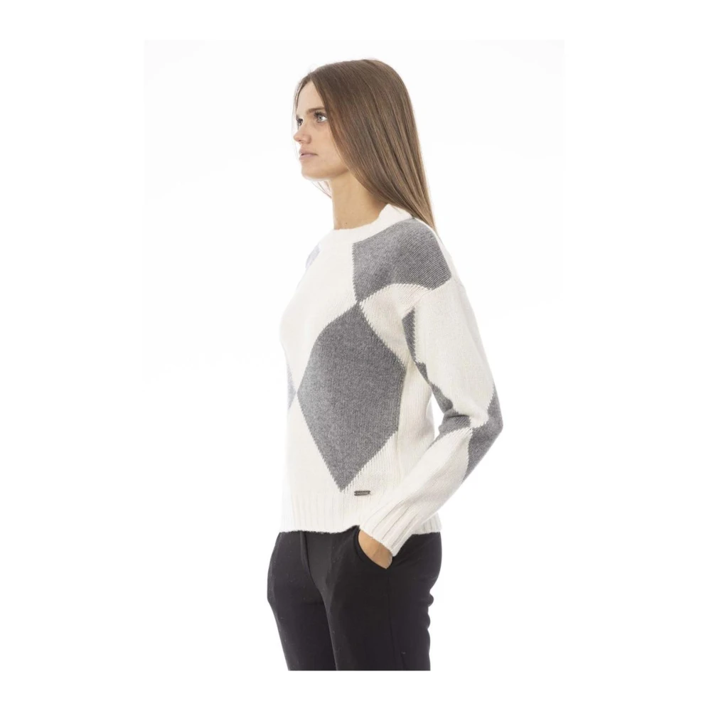 Baldinini Geribbelde Boot Neck Wollen Trui Multicolor Dames