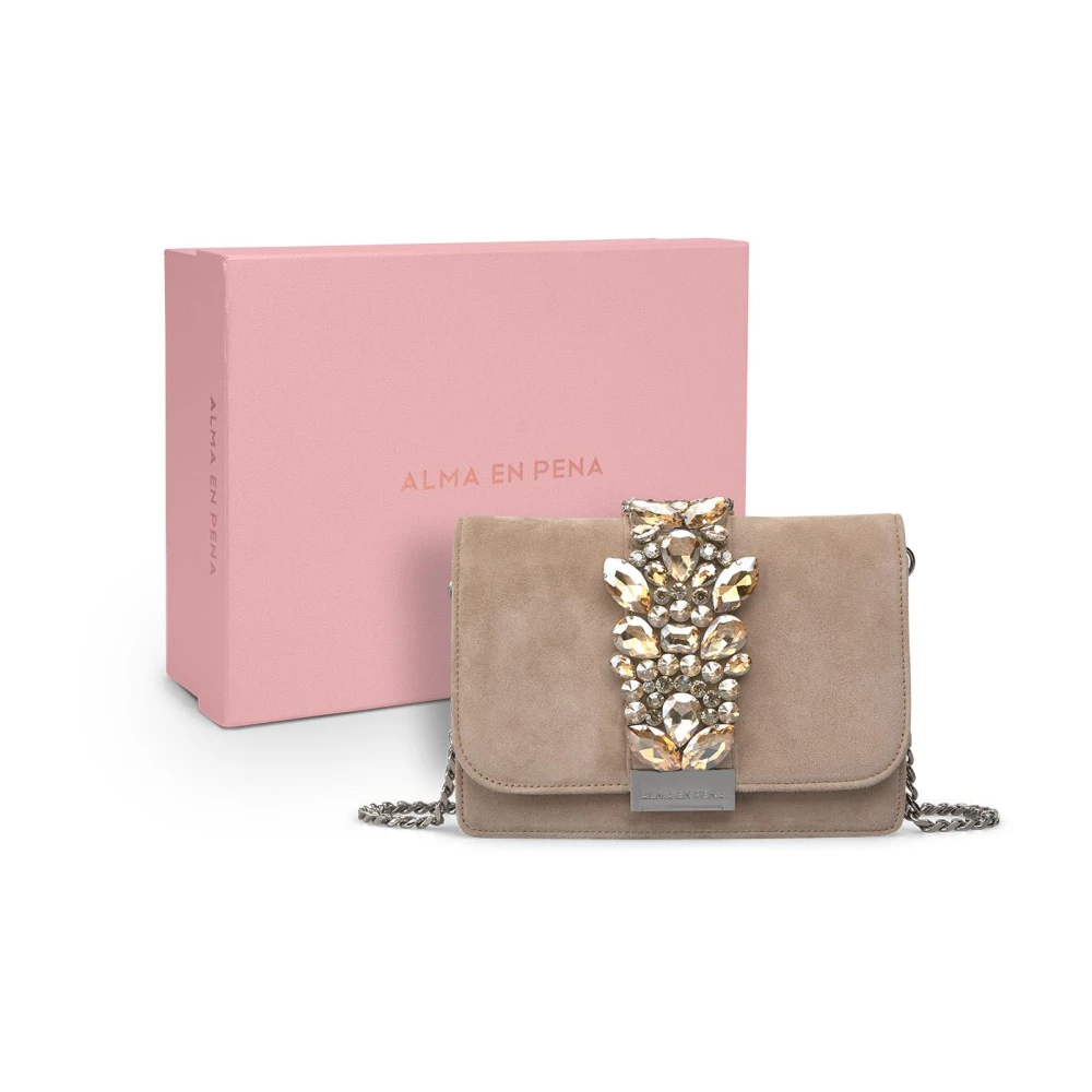 Alma en Pena Rhinestone clutch tas Brown Dames