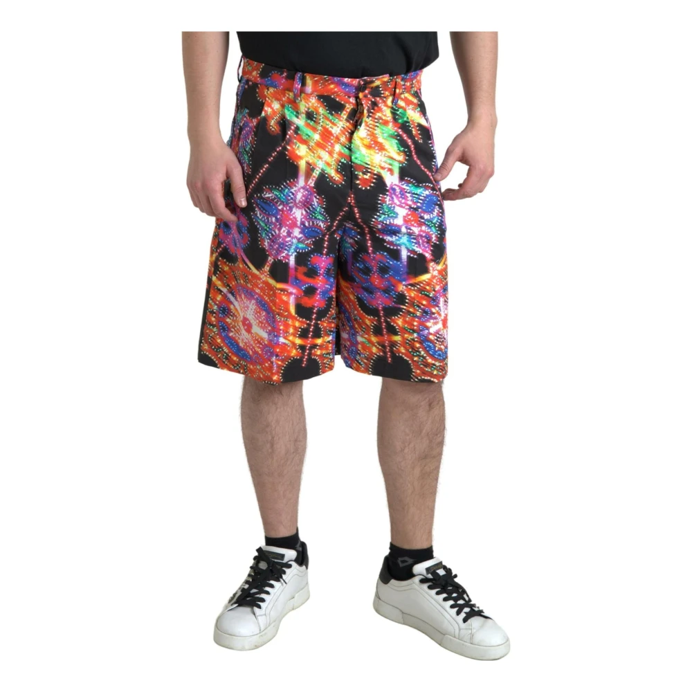 Dolce & Gabbana Men's Multicolor Casual Shorts, Xs, Printed Cotton Bermuda Shorts