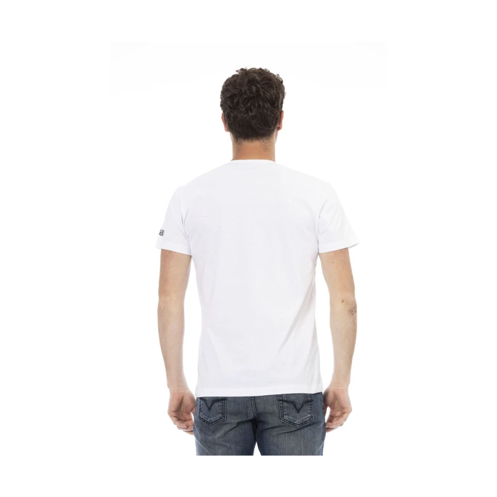 Trussardi Action V-Neck Tee Front Print White Heren