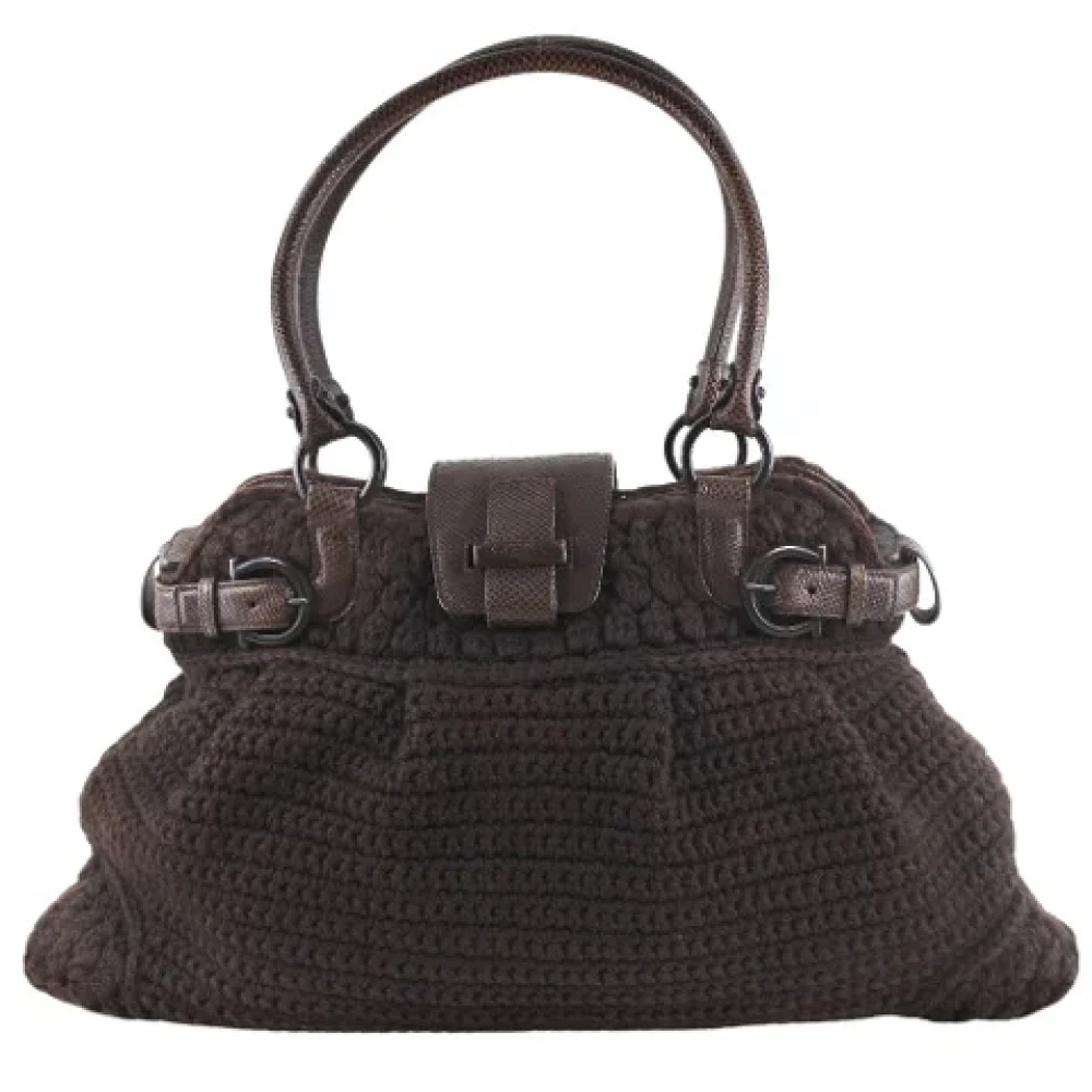 Salvatore Ferragamo Pre-owned Wool shoulder-bags Brown Dames