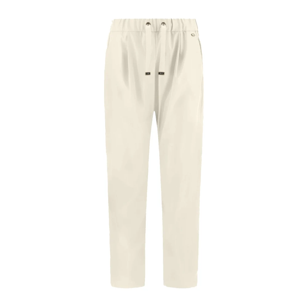 Herno Women's Beige Straight Trousers, S, Faux Leather Trousers