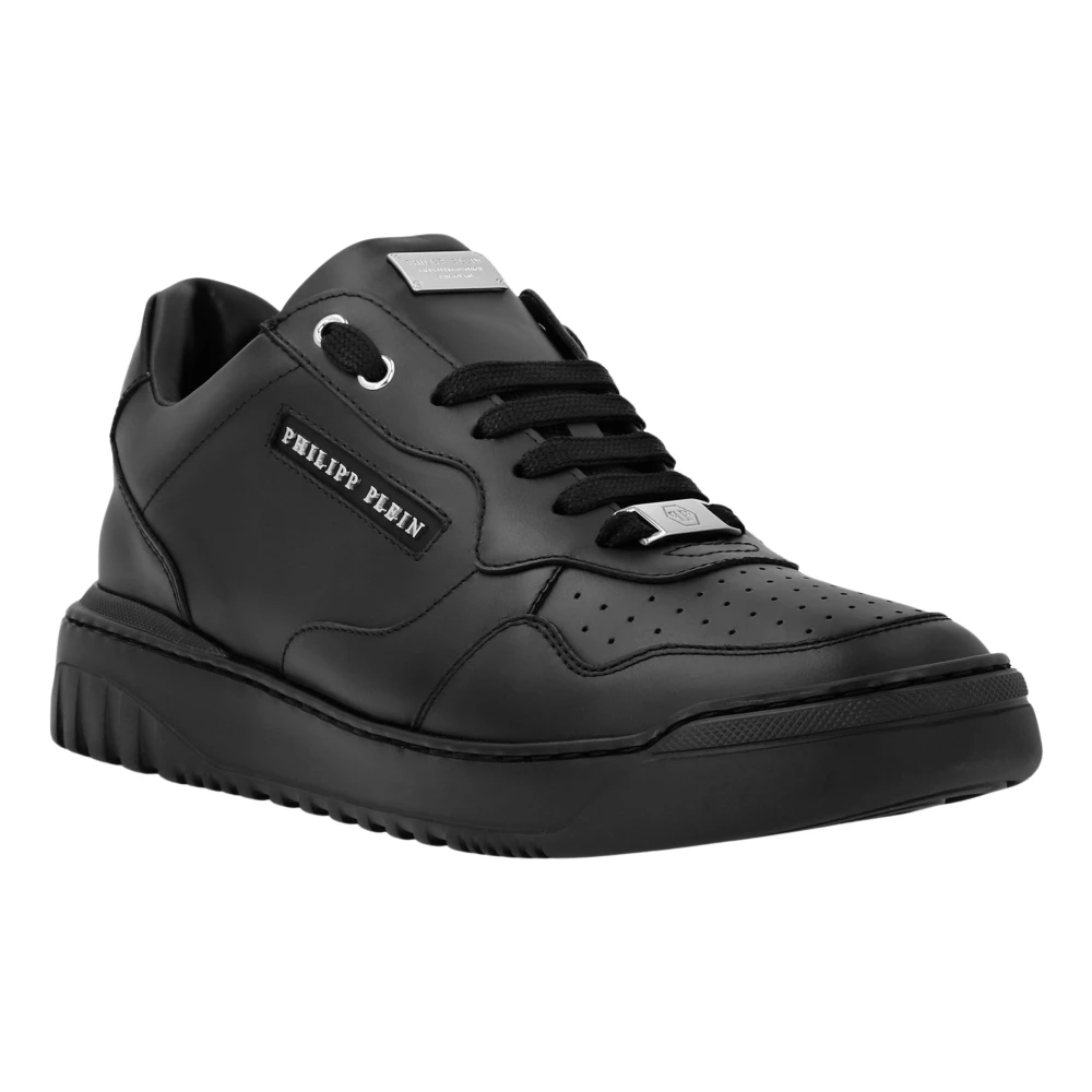 Philipp Plein Nappa Leather Low Top Sneakers Lettering Dames Schoenen Zwart