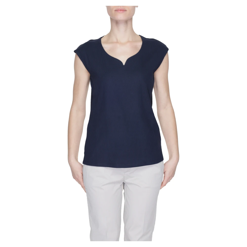 Street One Blauw V-hals T-shirt met korte mouwen Blue Dames