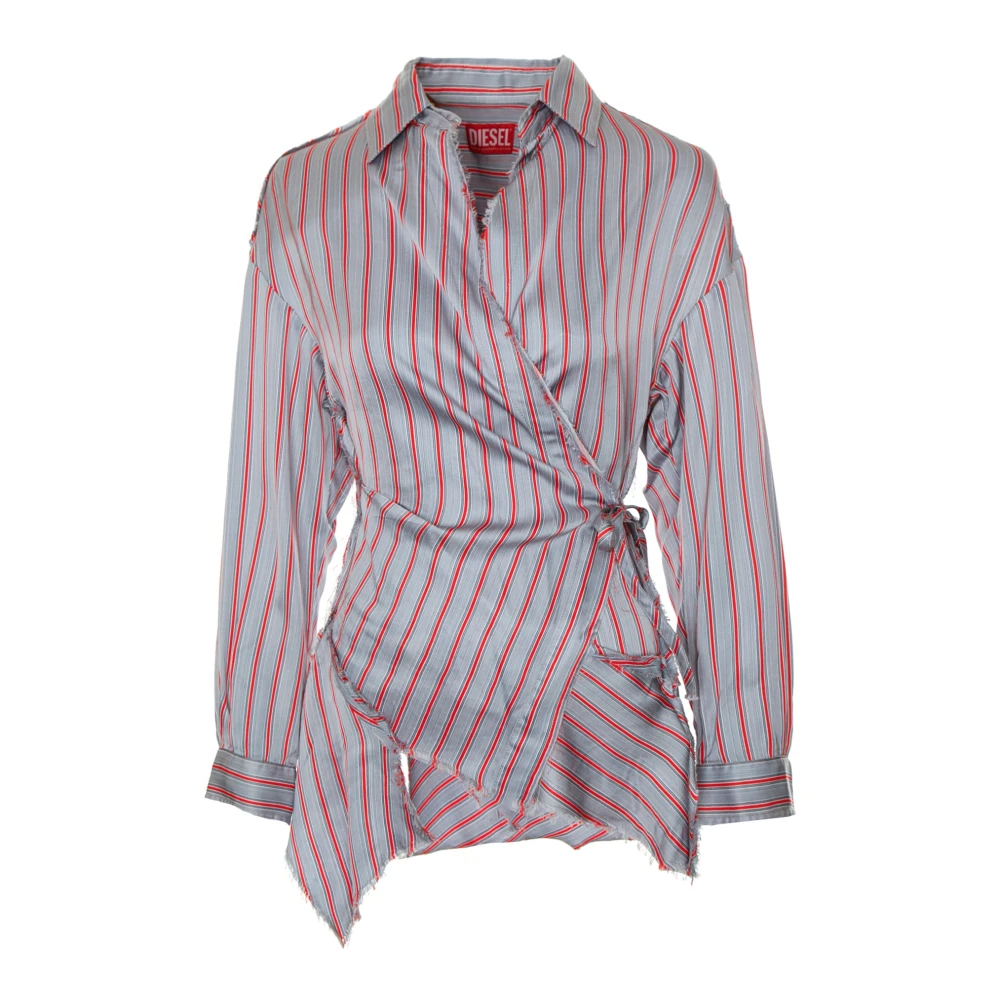 Diesel, Blusar & Skjortor , Dam, 2Xs, Asymmetrisk omlottblus med ränder