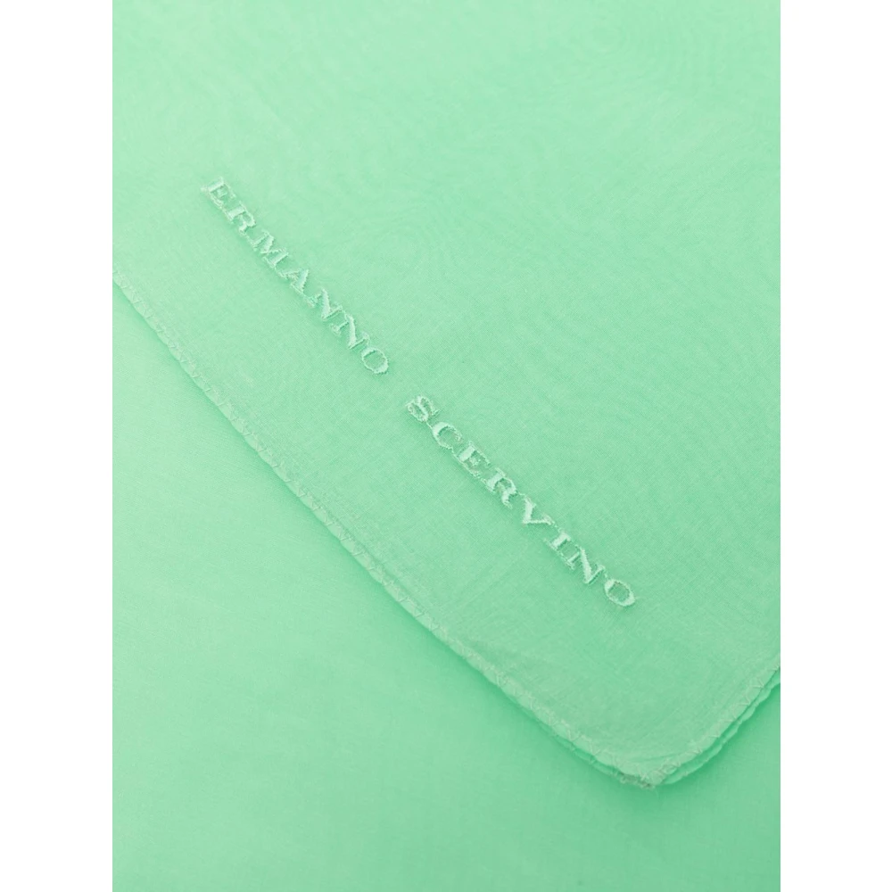 Ermanno Scervino Zijden Sjaal Groen Logo Geborduurd Green Dames