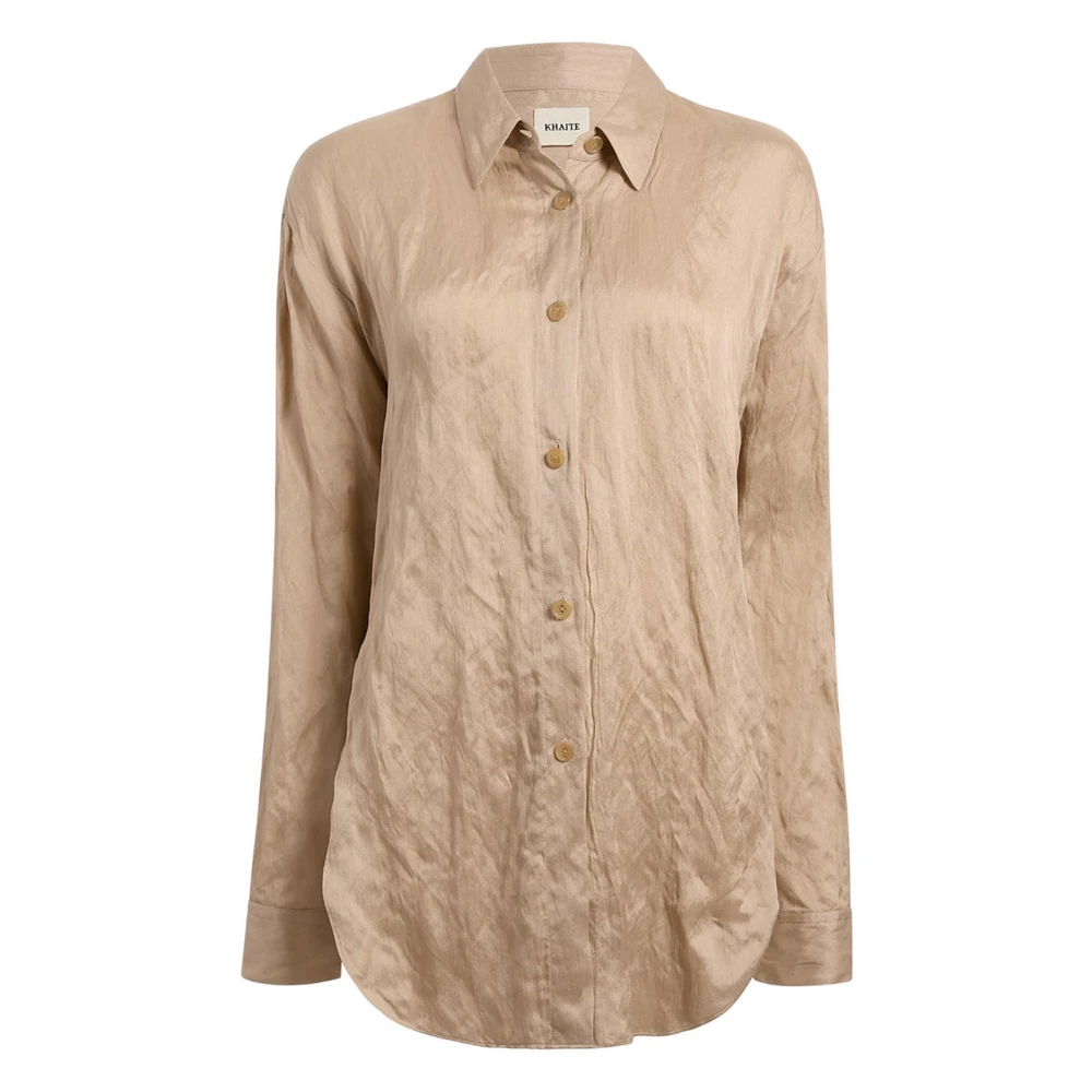 Khaite Women's Beige Shirts, S, Goya Creased Shirt