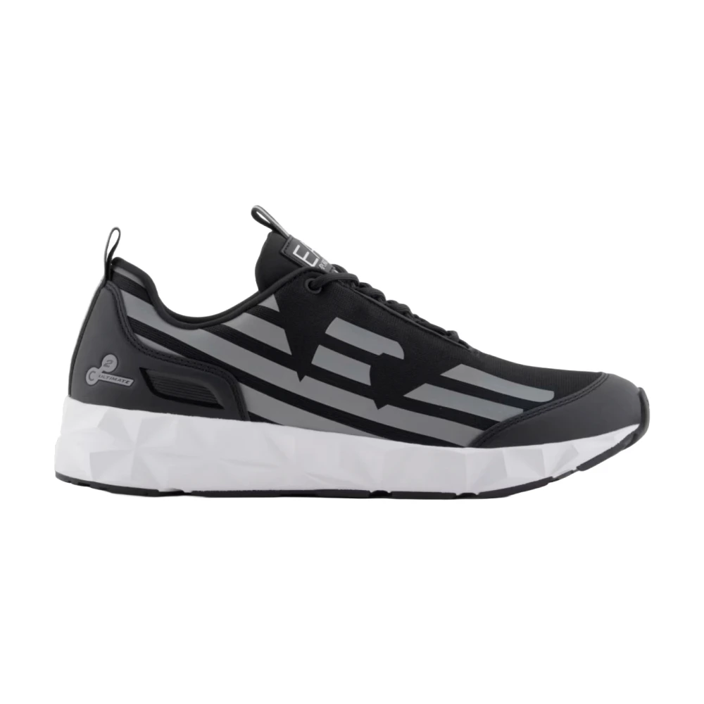 Emporio Armani Ea7 Herren Schwarz E Sneakers Mit Adler-Logo