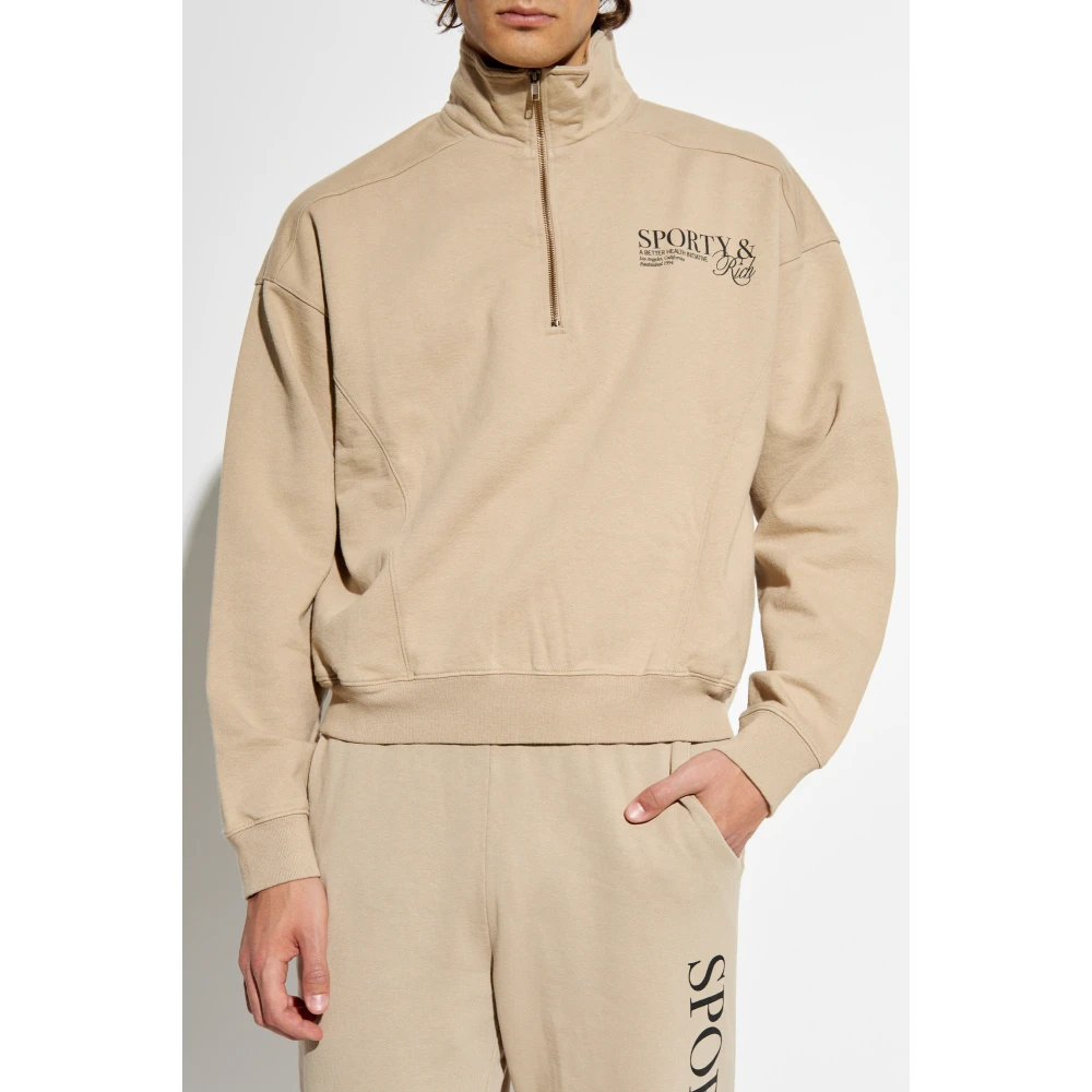 Sporty & Rich Hoge Kraag Sweatshirt Beige Unisex