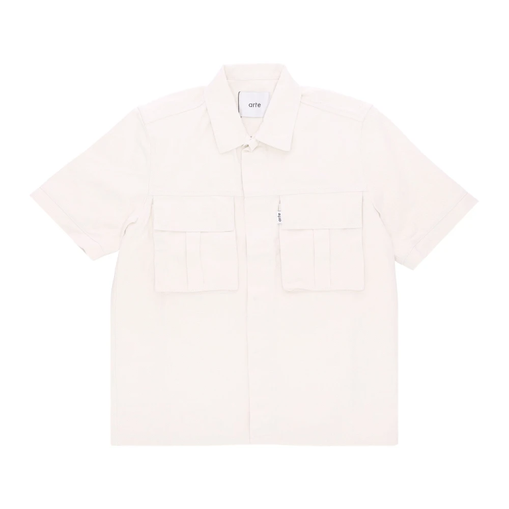 Arte Antwerp Twill Shirt met Korte Mouwen Beige Heren