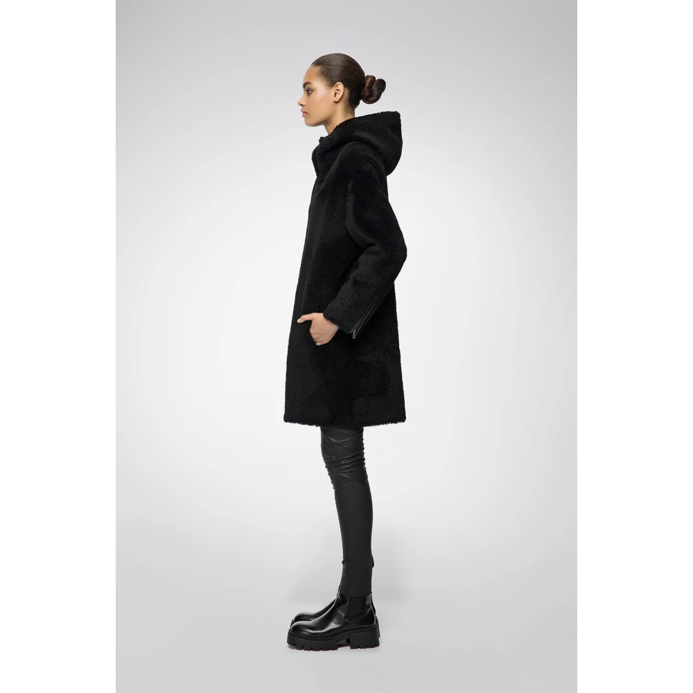 Vespucci by VSP Juliane Zwarte Shearling Jas Black Dames