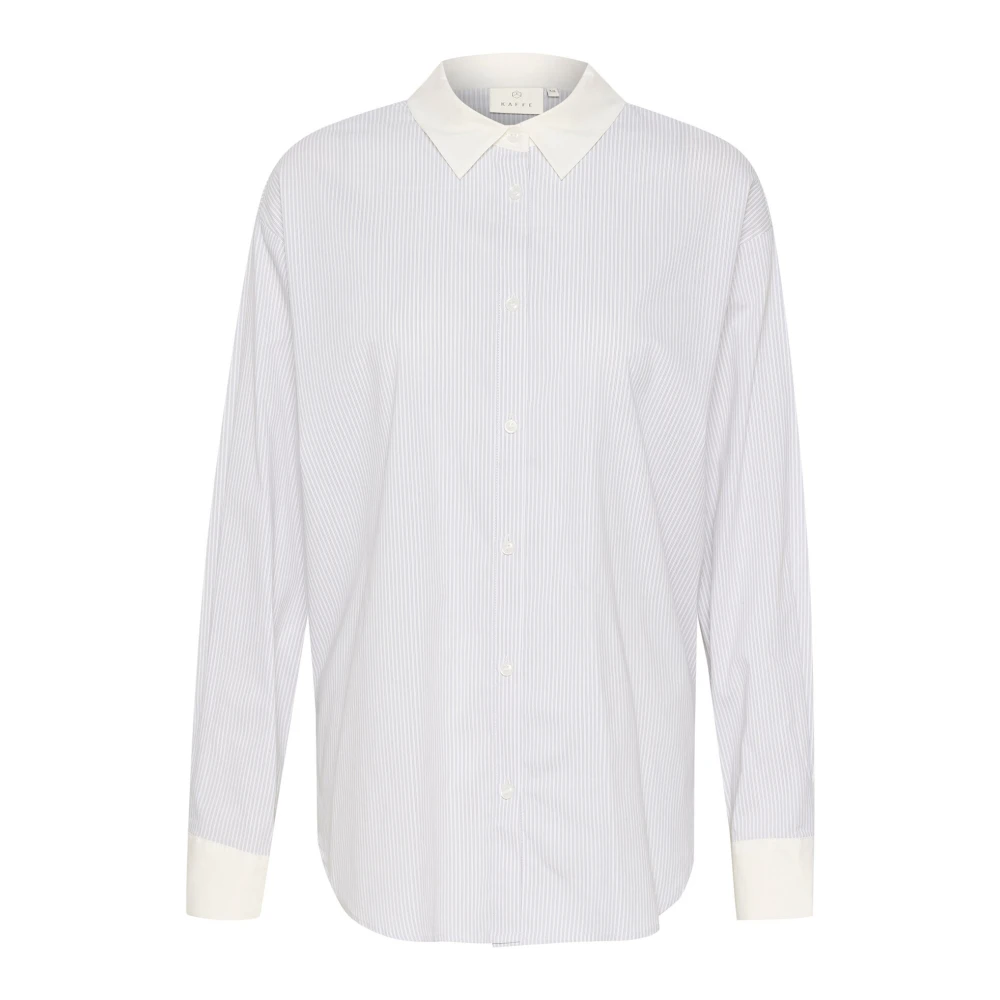 Kaffe Gestreepte Oversized Blouse Wit Grijs Blue Dames