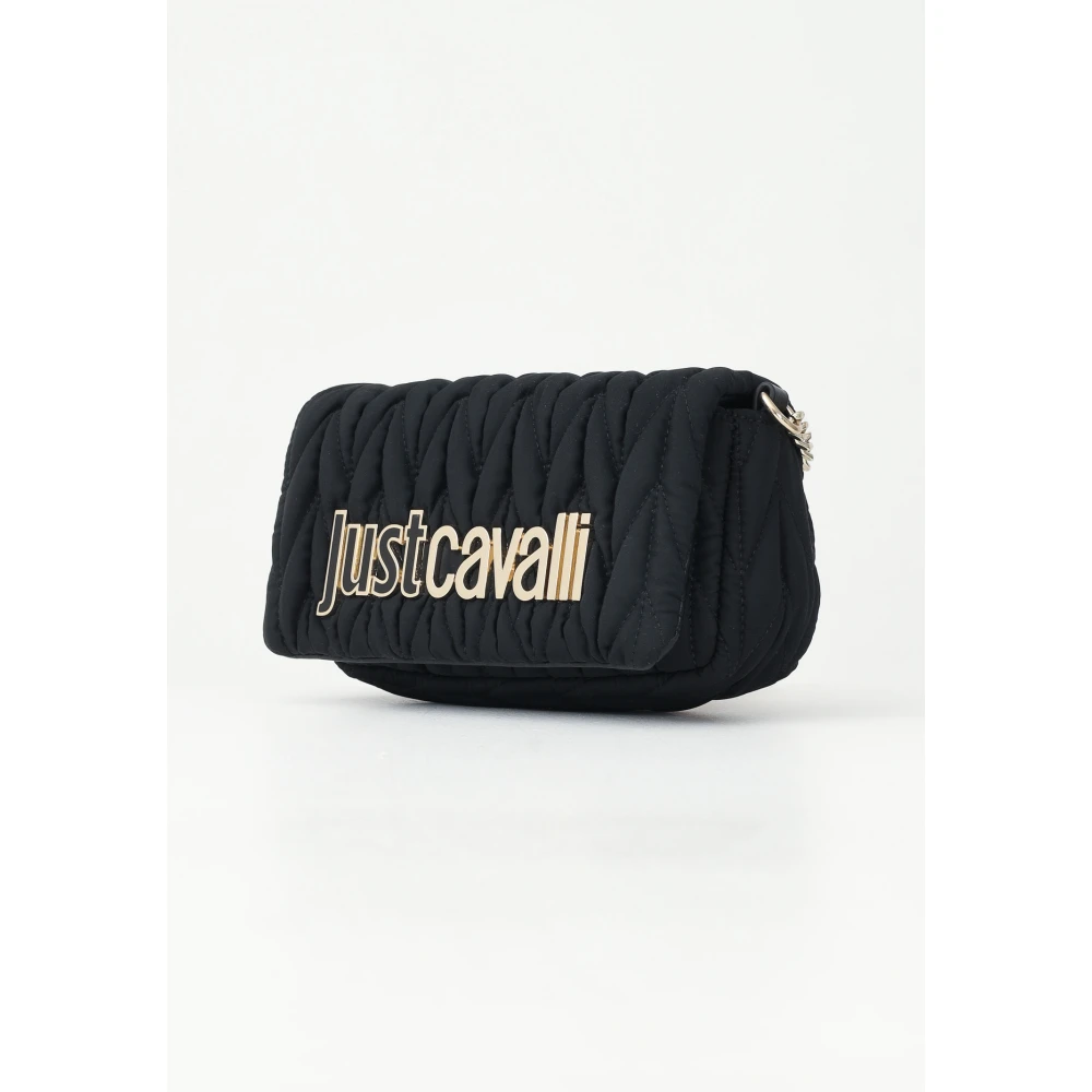 Just Cavalli Zwarte Gewatteerde Schoudertas voor Vrouwen Black Dames