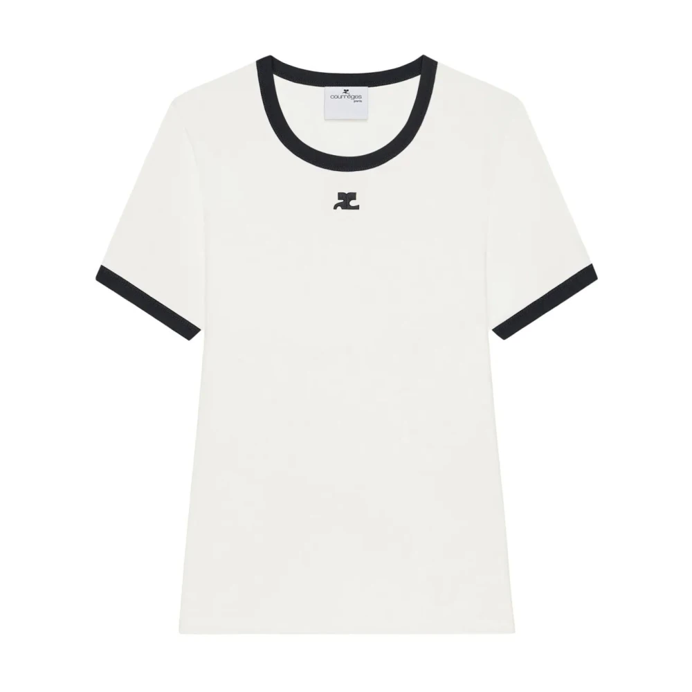Courrèges Wit Logo T-shirt Vivios Marino White Dames